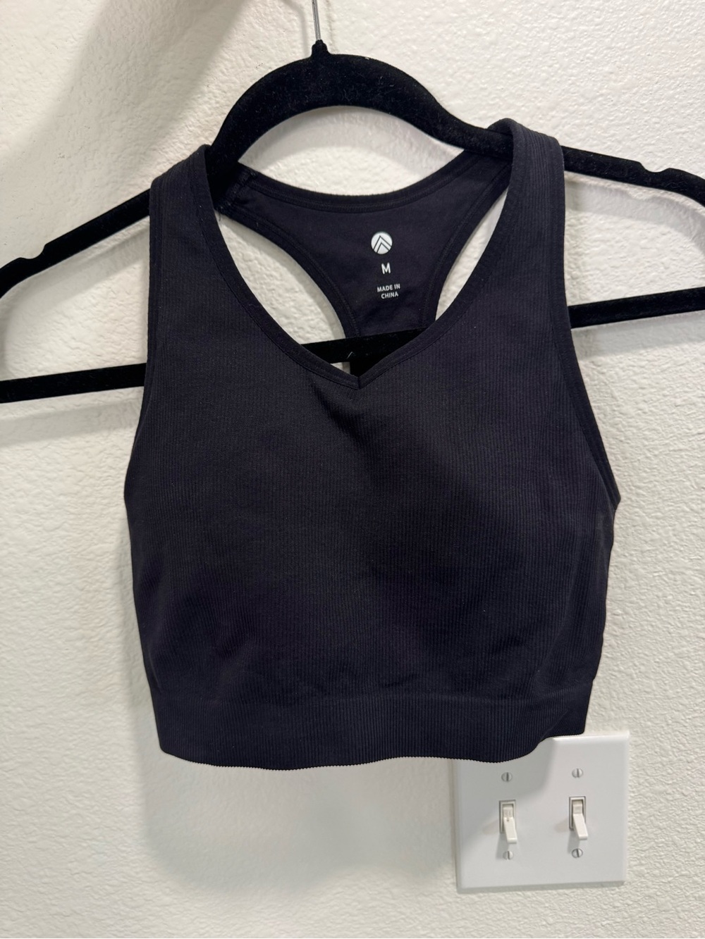 Athletic Ribbed Racerback Bra Tank Top - Black